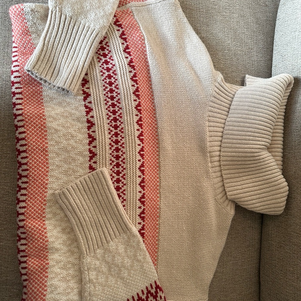 FRYE AND CO. Turtleneck Sweater - Cream, Red, Pink - Picture 2 of 6